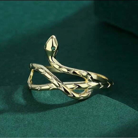 18kĀ overā925āSterlingāSilverāsnakeāRing - Picture 5 of 9